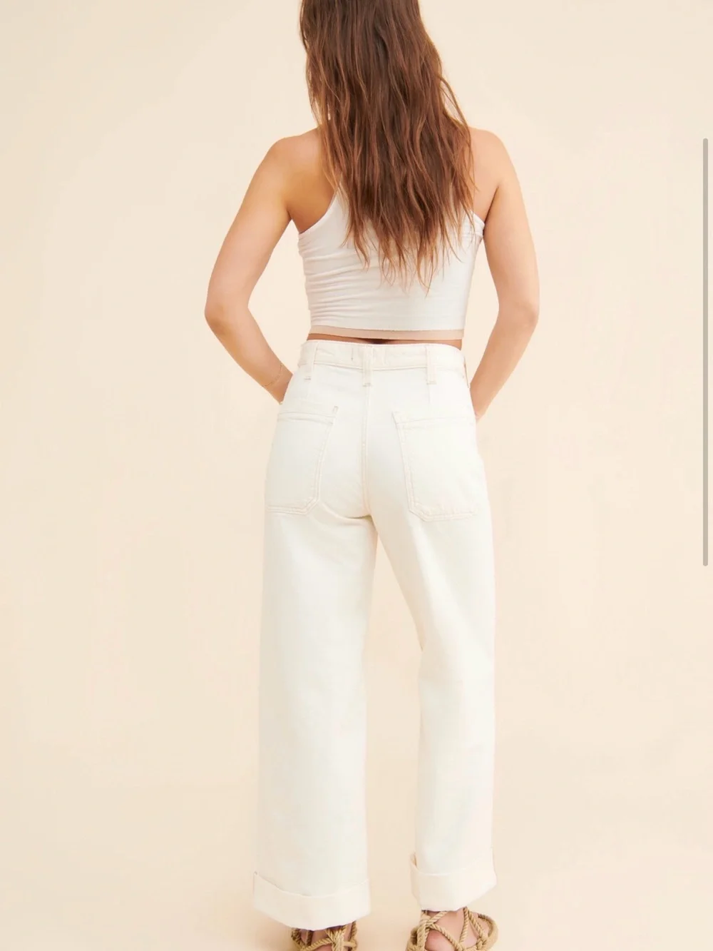 Free People Palmer Cuffed Jeans - Ivory